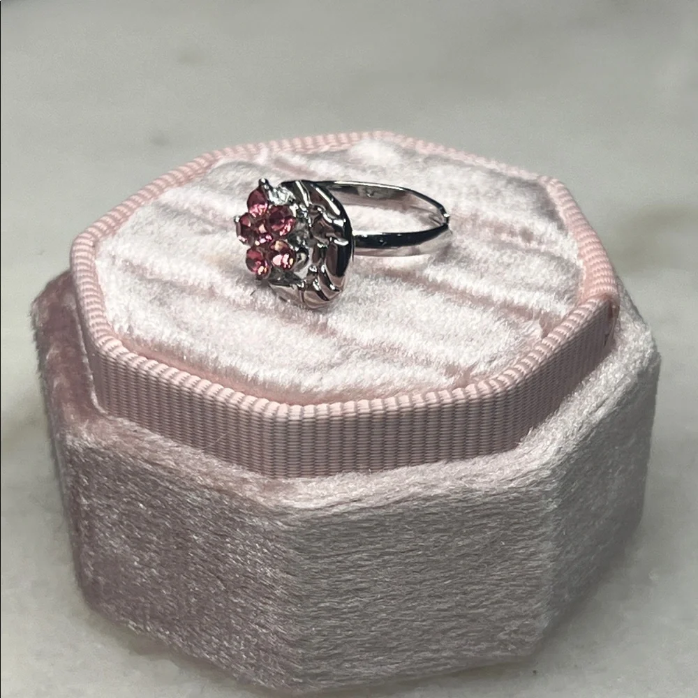 Artisan Pink Cluster Flower Moon Ring
